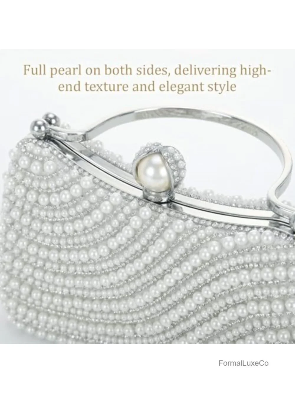 Pearl Clutch Evening Bag Beaded Wedding Purse Women Formal